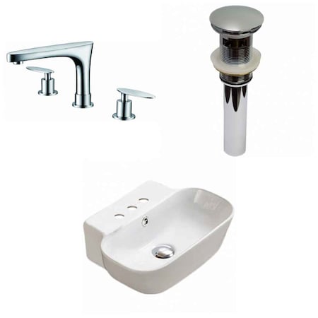 American Imaginations 16.34-in. W Above Counter White Vessel Set For 3H8-in. Center Faucet AI-33560